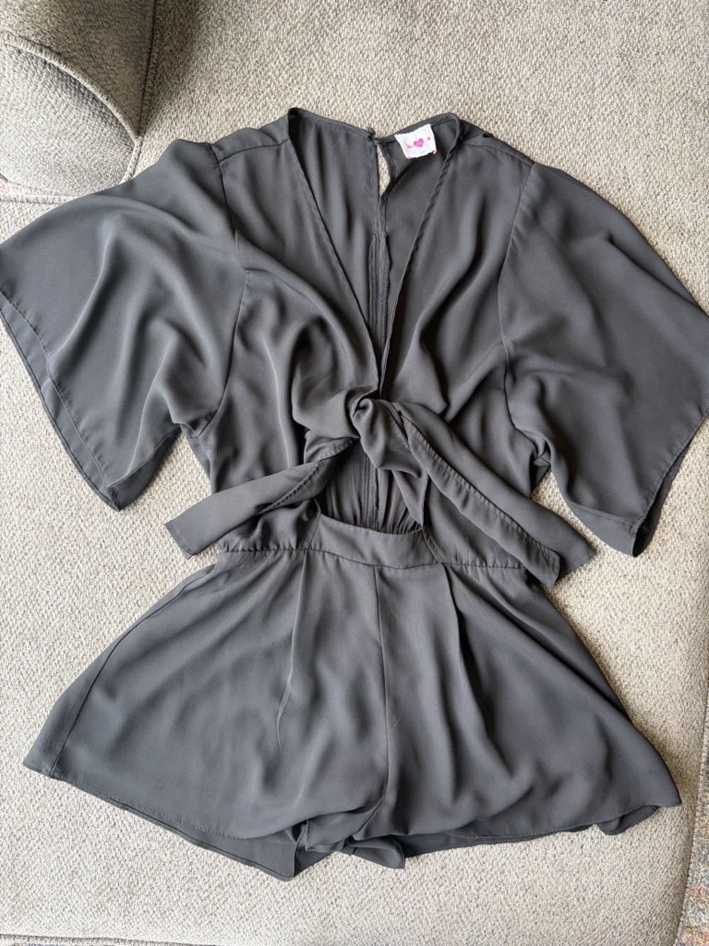 Black Tie-Front Romper